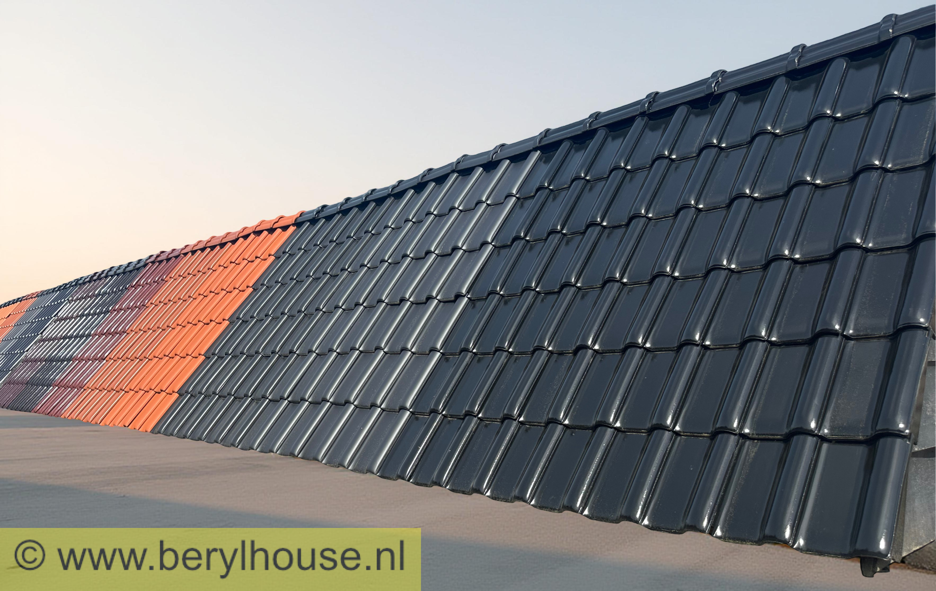 Dakpannen zwart mat verglaasd FD 10 (per m2)