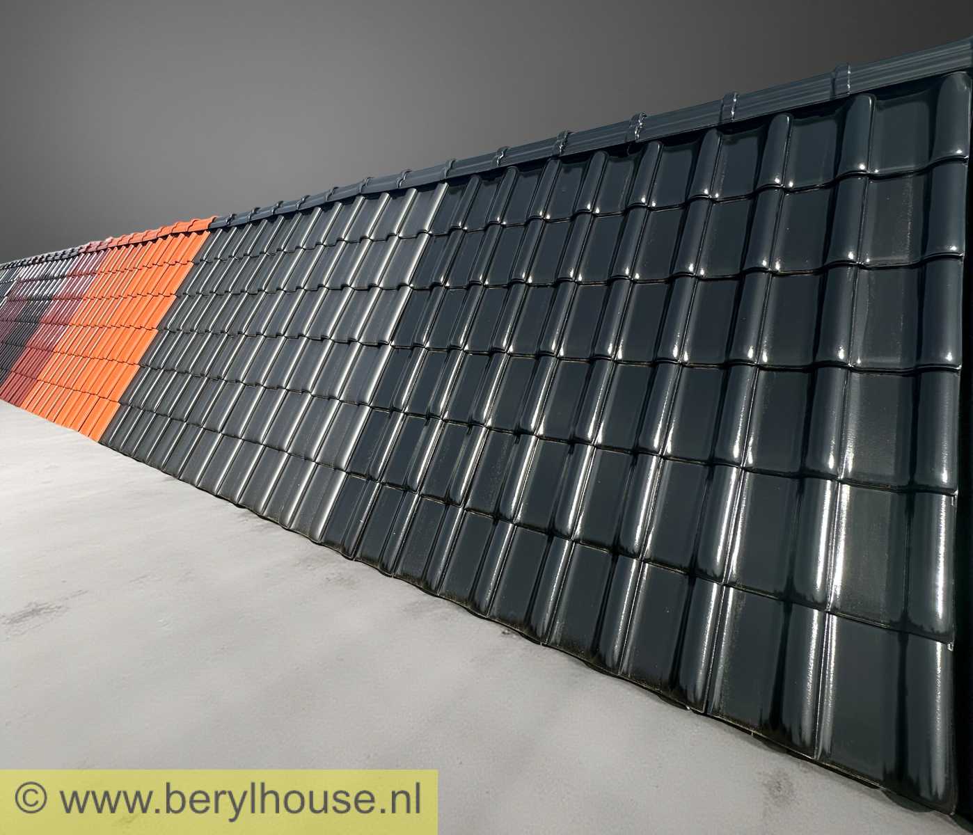 Dakpannen zwart mat verglaasd FD 10 (per m2)