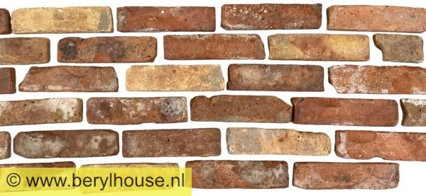 Baksteenstrippen kloostermoppen rood geel 250x22x68 mm (per m2)